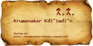 Krumenaker Kálmán névjegykártya